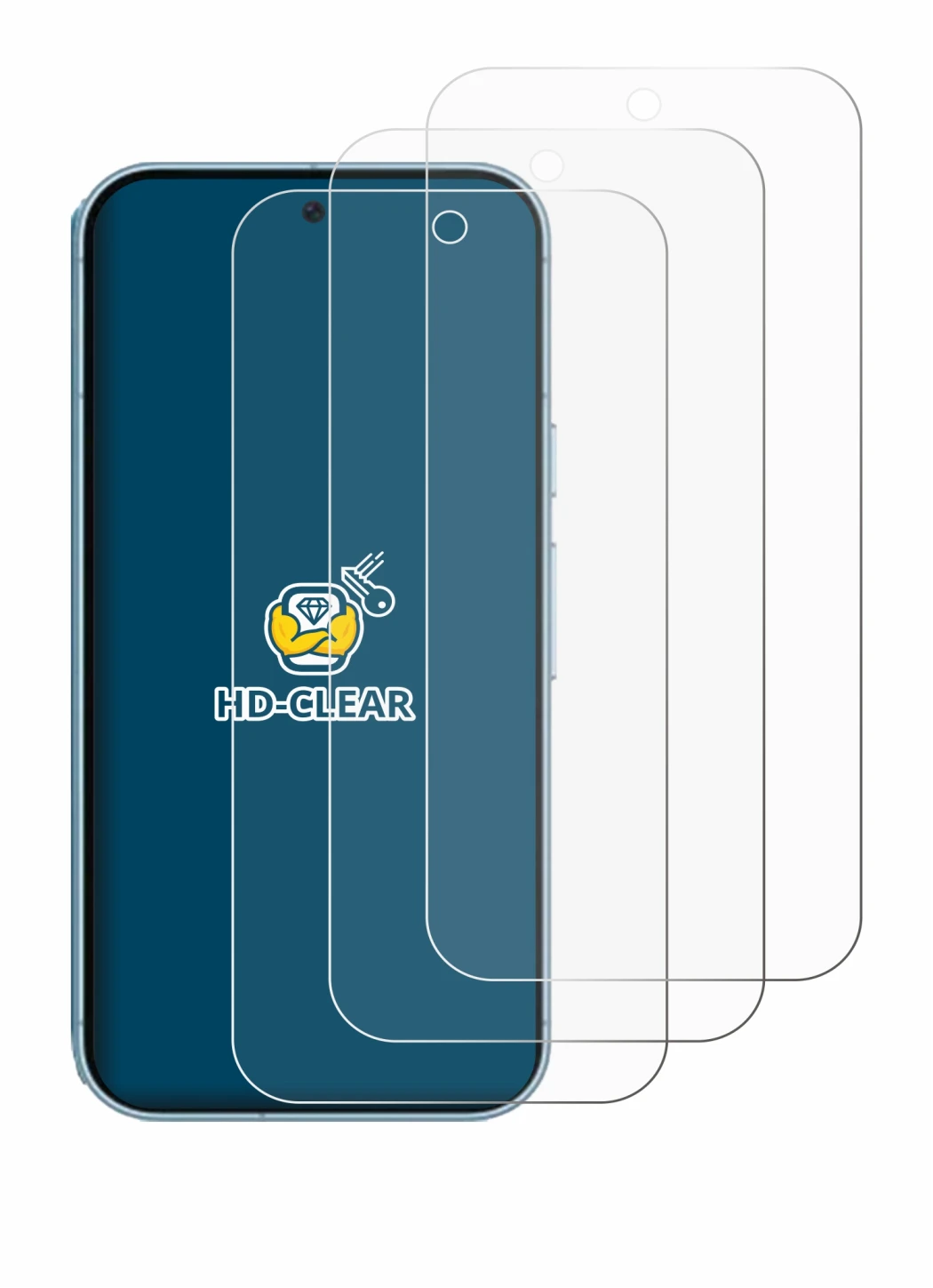 Imagen del dispositivo Google Pixel 9 (case-friendly) con una amplia variedad de protectores de pantalla.