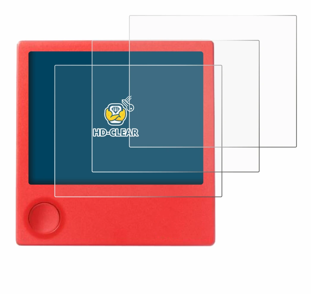 Imagen del dispositivo PicPak E-Ink Display con una amplia variedad de protectores de pantalla.