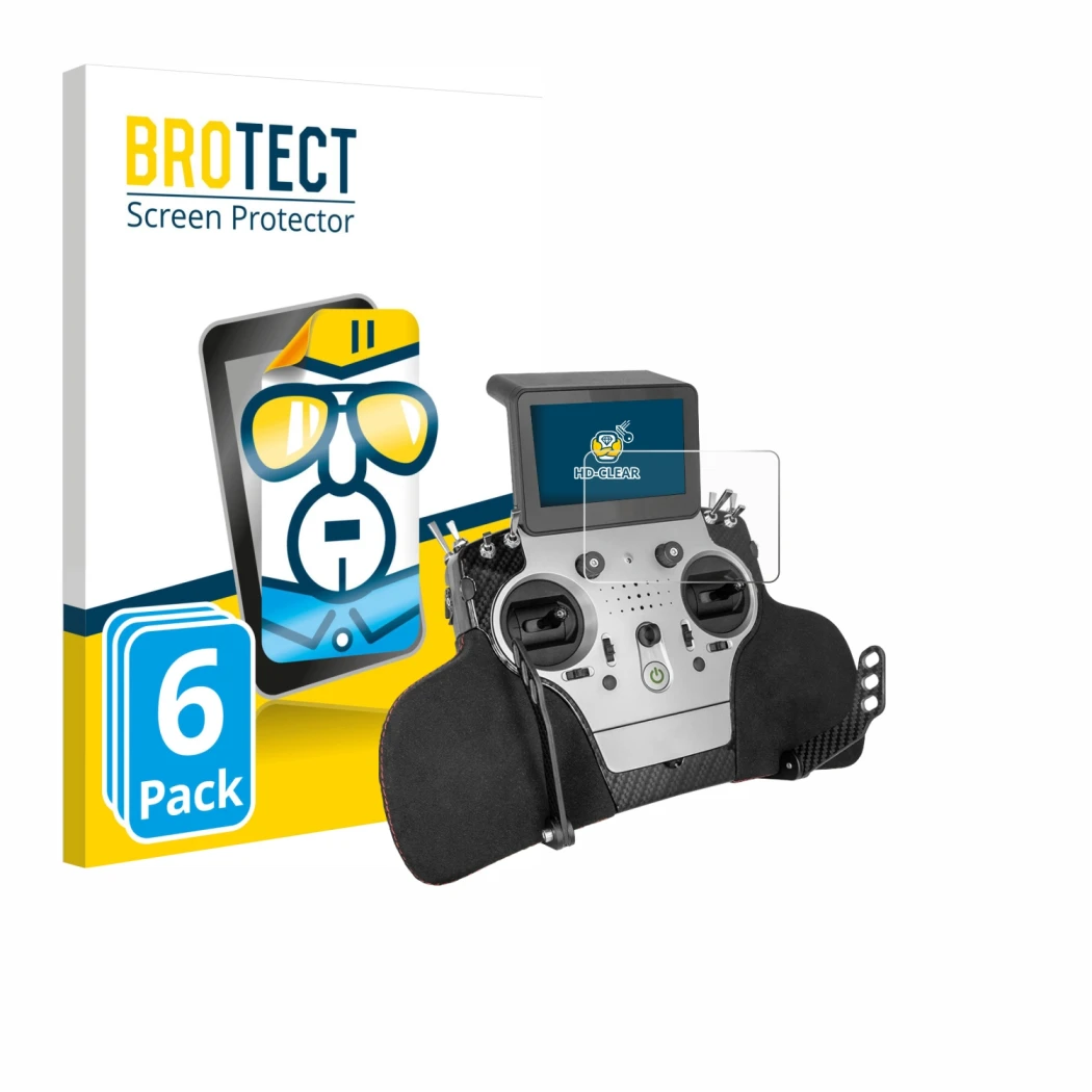 Parte frontal de un envase de producto con el logotipo de la marca BROTECT. Al lado se muestra el dispositivo PowerBox Systems