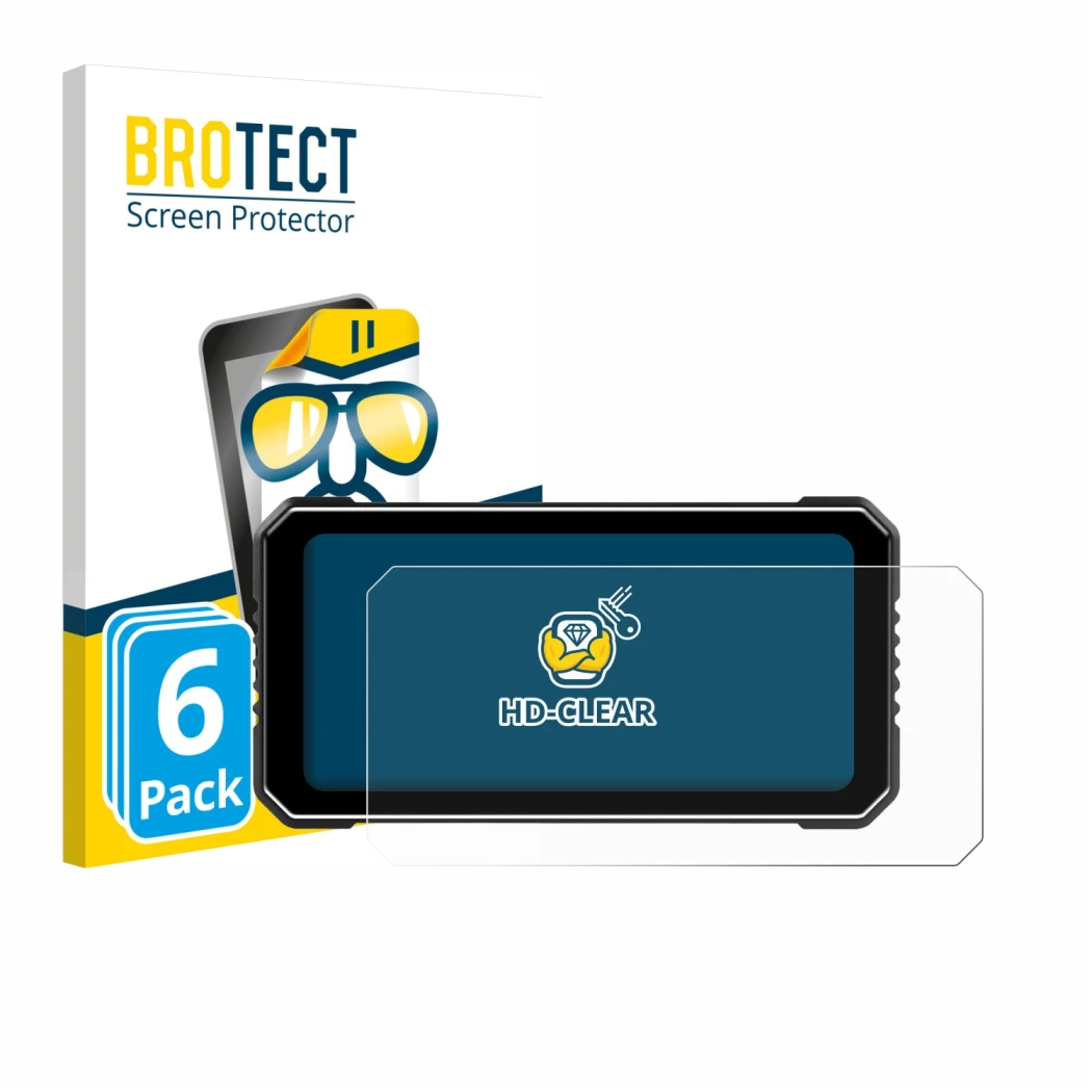Parte frontal de un envase de producto con el logotipo de la marca BROTECT. Al lado se muestra el dispositivo Vtopek MT26 6.25