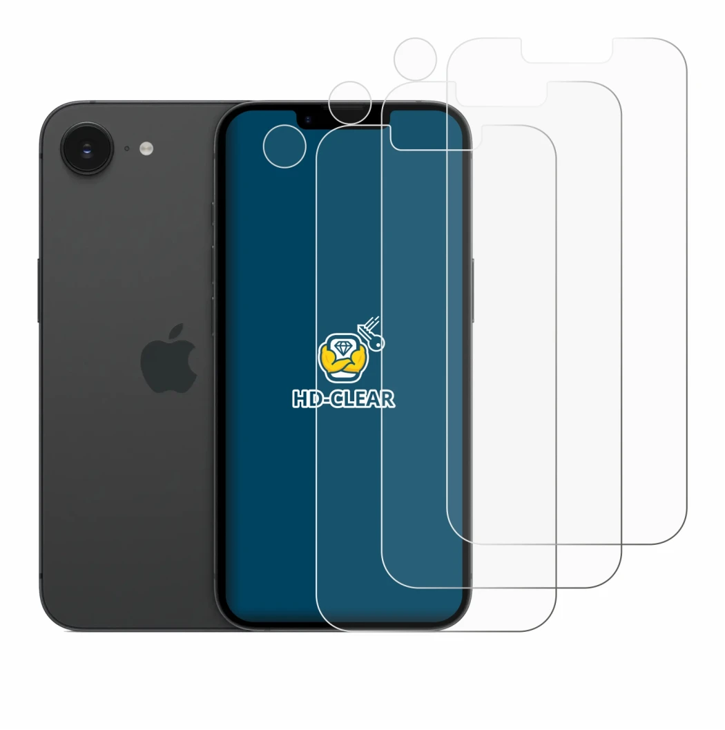 Imagen del dispositivo Apple iPhone 17e (Frontal+Cámara) con una amplia variedad de protectores de pantalla.