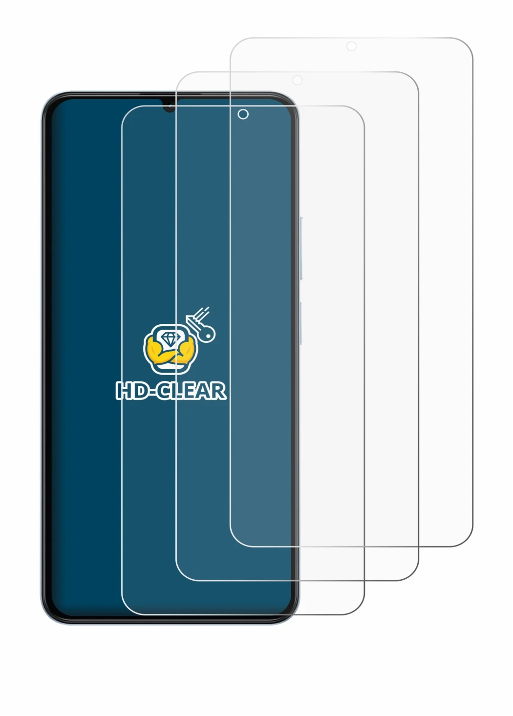 Imagen del dispositivo realme Note 80 con una amplia variedad de protectores de pantalla.