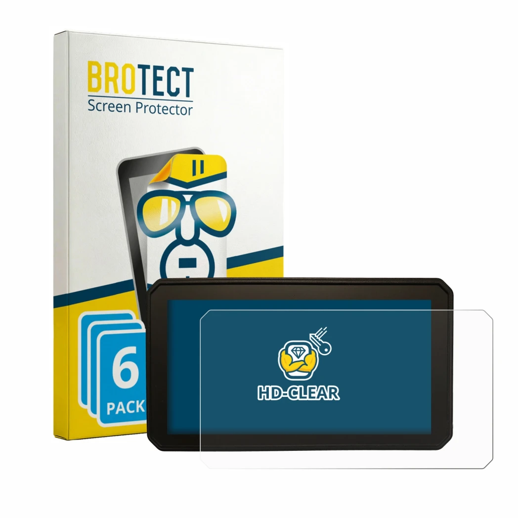 Parte frontal de un envase de producto con el logotipo de la marca BROTECT. Al lado se muestra el dispositivo Interphone Sync5