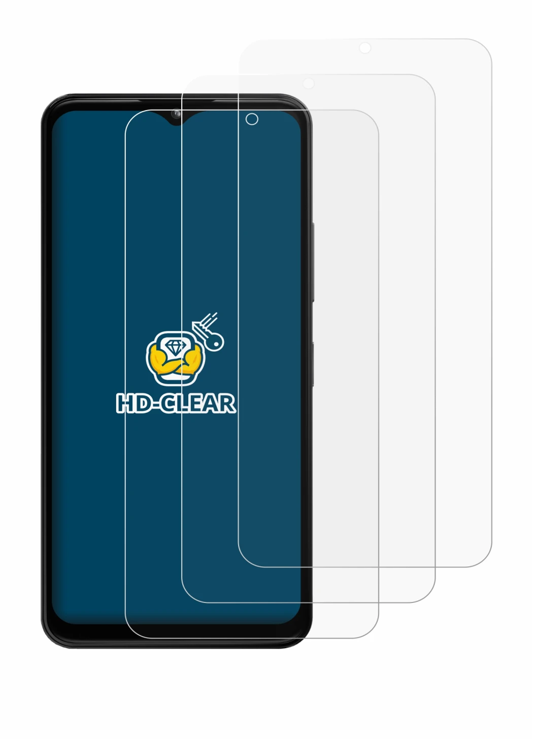 Imagen del dispositivo HMD Arc con una amplia variedad de protectores de pantalla.