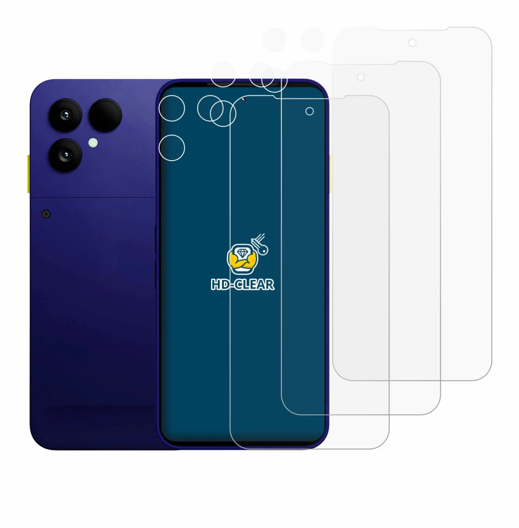 Imagen del dispositivo Fairphone 6 Plus (Frontal+Cámara) con una amplia variedad de protectores de pantalla.