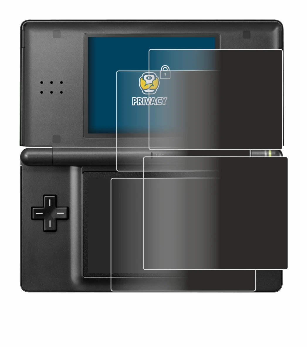 Imagen del dispositivo Nintendo DS LITE con una amplia variedad de protectores de pantalla.
