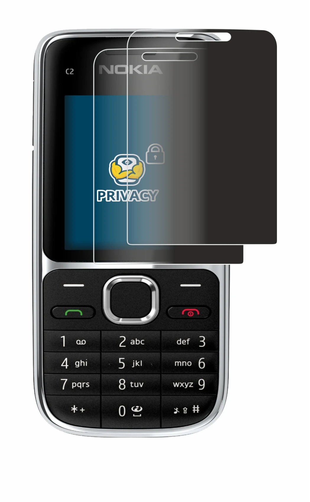 Imagen del dispositivo Nokia C2-01 con una amplia variedad de protectores de pantalla.
