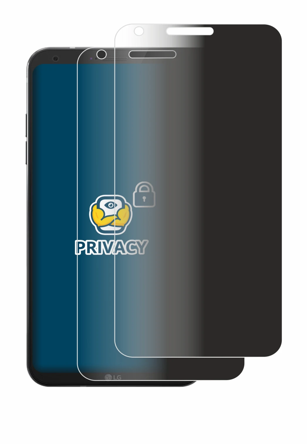 Imagen del dispositivo LG Q6 con una amplia variedad de protectores de pantalla.