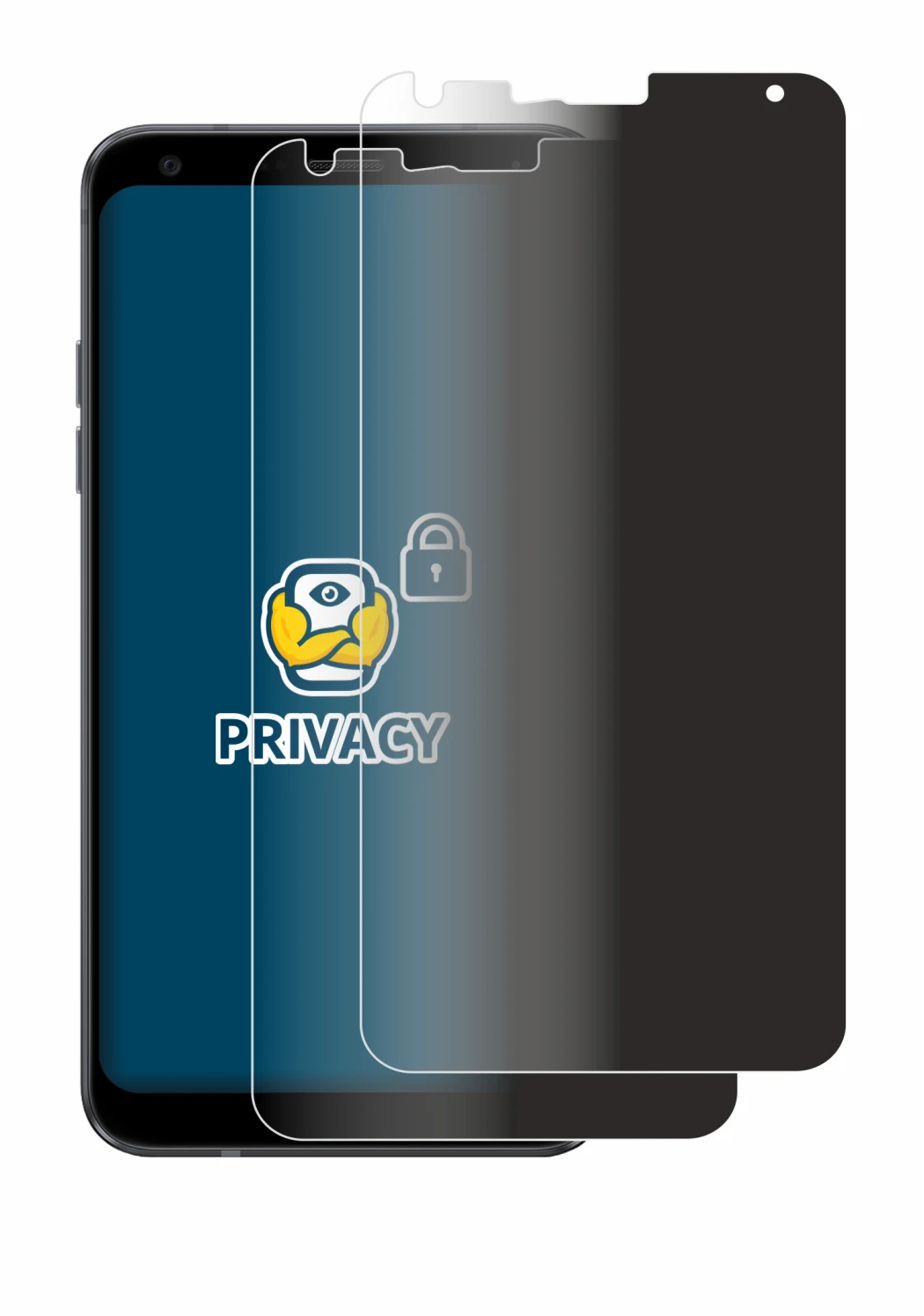 Imagen del dispositivo LG Q7 con una amplia variedad de protectores de pantalla.