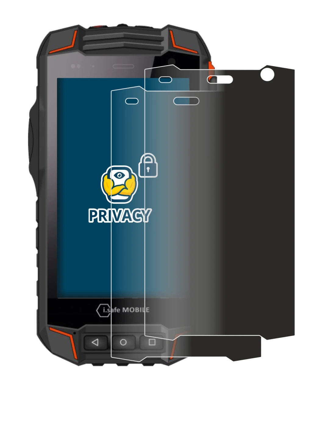 Imagen del dispositivo i.safe MOBILE IS530.1 con una amplia variedad de protectores de pantalla.