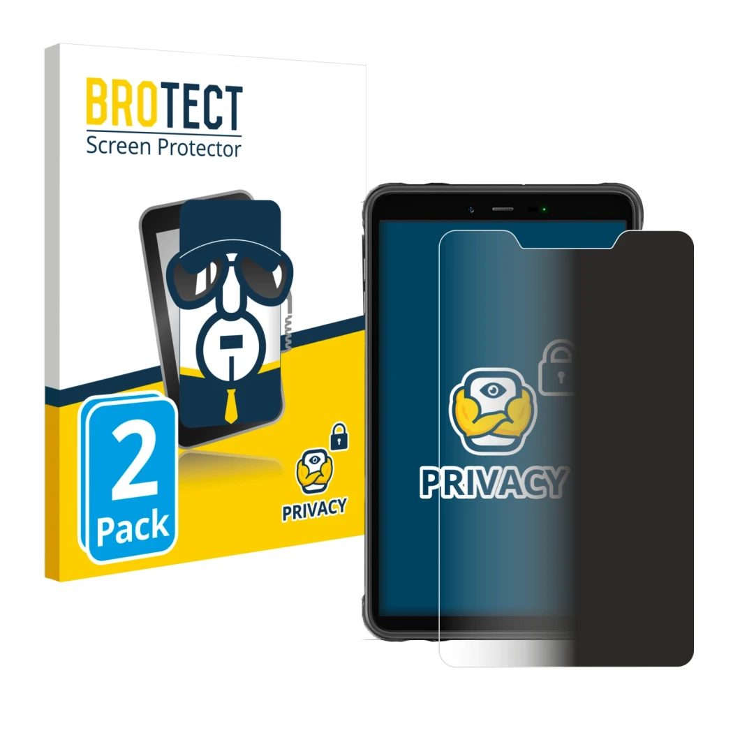 Parte frontal de un envase de producto con el logotipo de la marca BROTECT. Al lado se muestra el dispositivo Ulefone Armor Pa