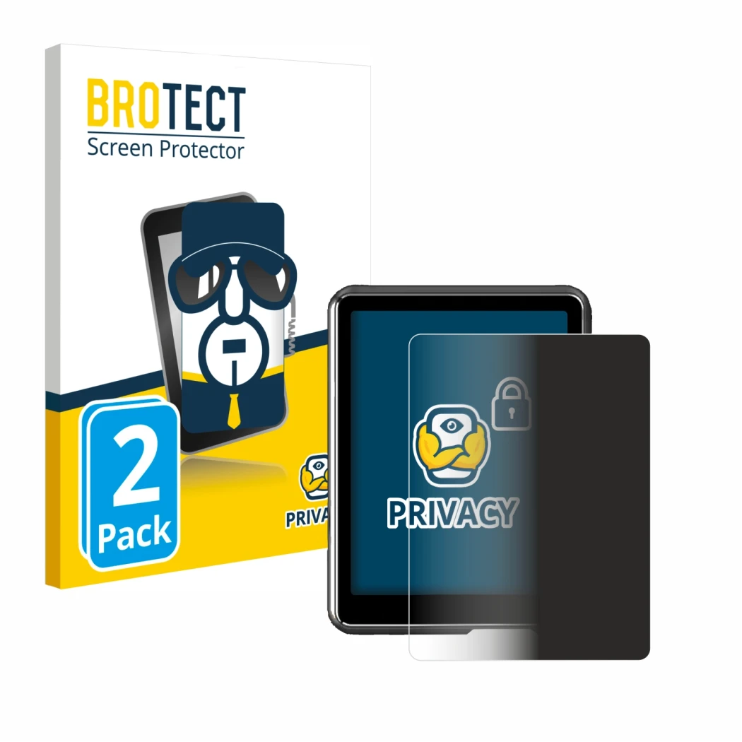 Parte frontal de un envase de producto con el logotipo de la marca BROTECT. Al lado se muestra el dispositivo Mechen M3 con su
