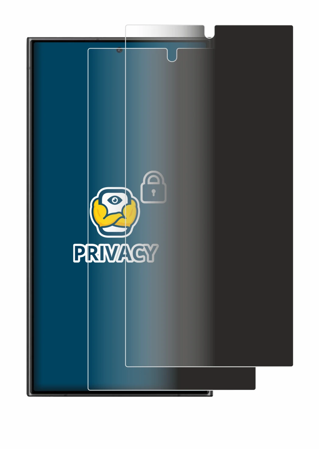 Imagen del dispositivo Samsung Galaxy S24 Ultra con una amplia variedad de protectores de pantalla.