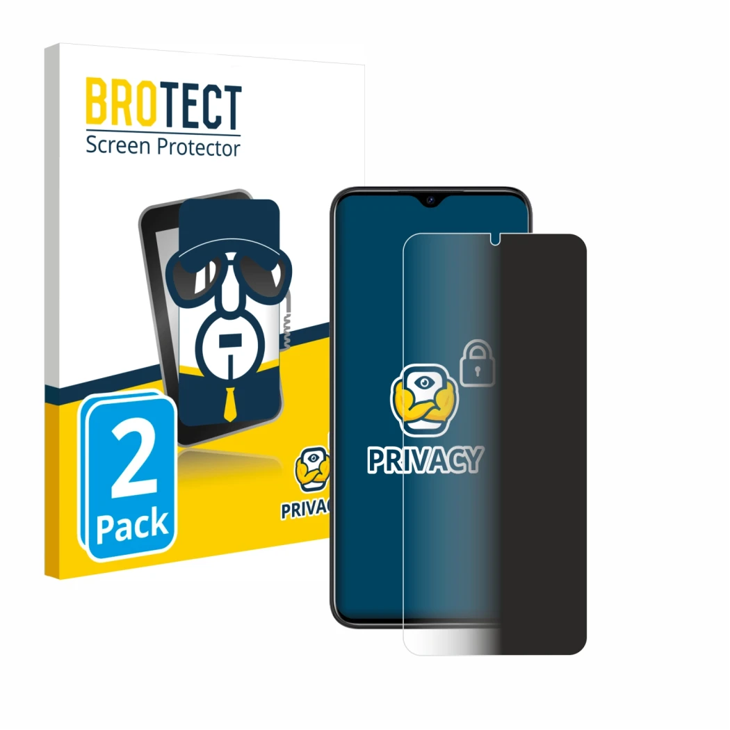 Parte frontal de un envase de producto con el logotipo de la marca BROTECT. Al lado se muestra el dispositivo Doogee N50 Pro c