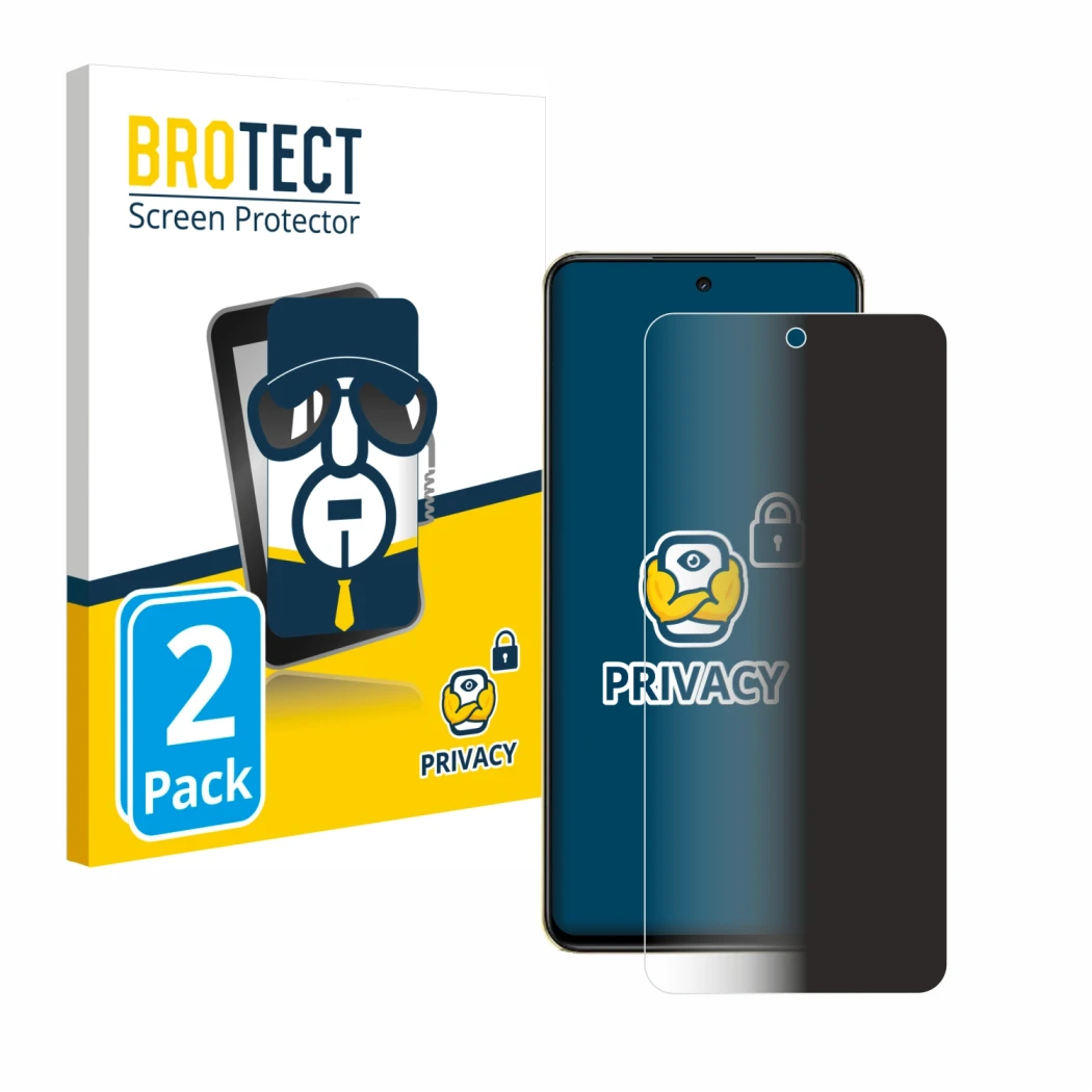 Parte frontal de un envase de producto con el logotipo de la marca BROTECT. Al lado se muestra el dispositivo realme C75 con s