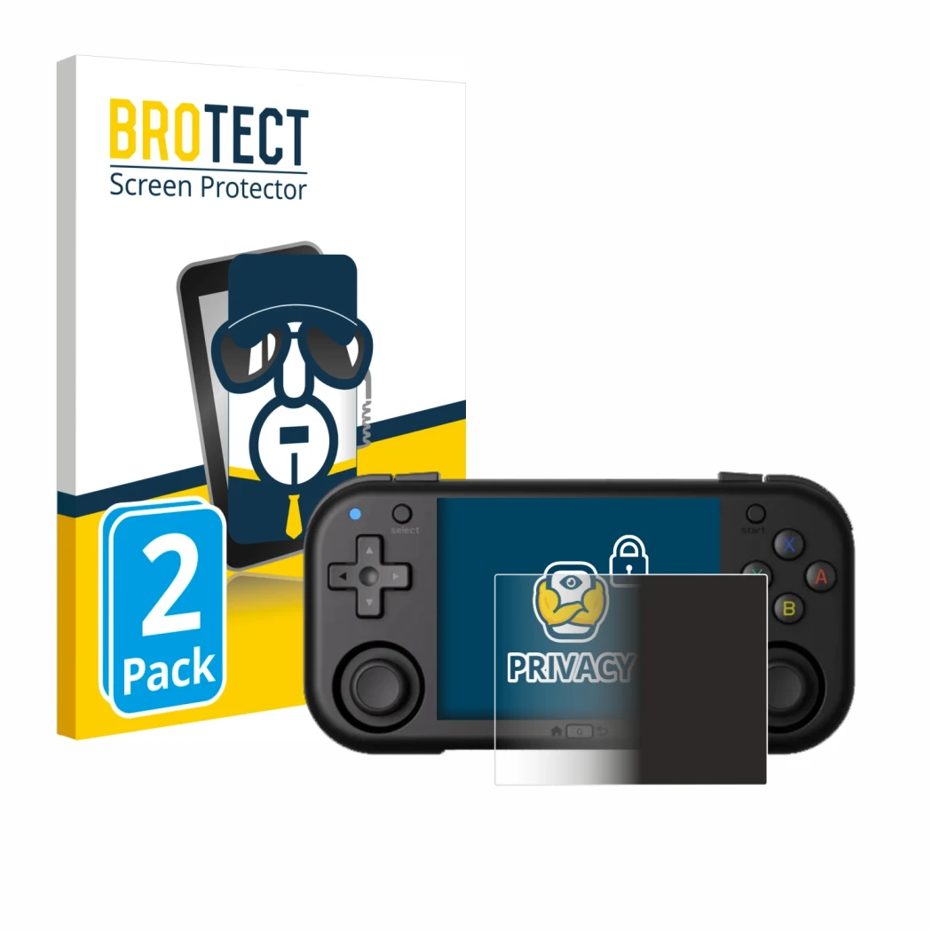 Parte frontal de un envase de producto con el logotipo de la marca BROTECT. Al lado se muestra el dispositivo Magicx Mini Zero