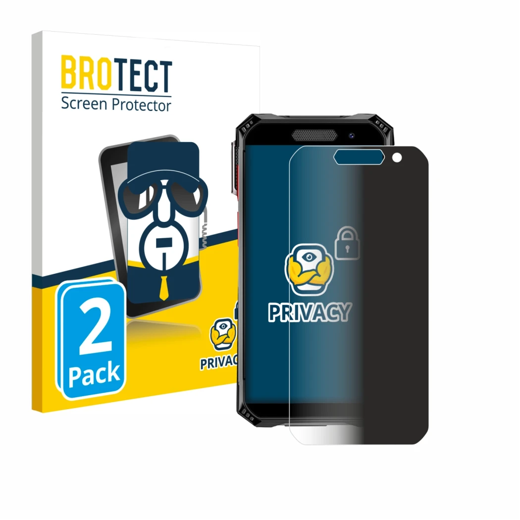 Parte frontal de un envase de producto con el logotipo de la marca BROTECT. Al lado se muestra el dispositivo Soyes S10 Max co