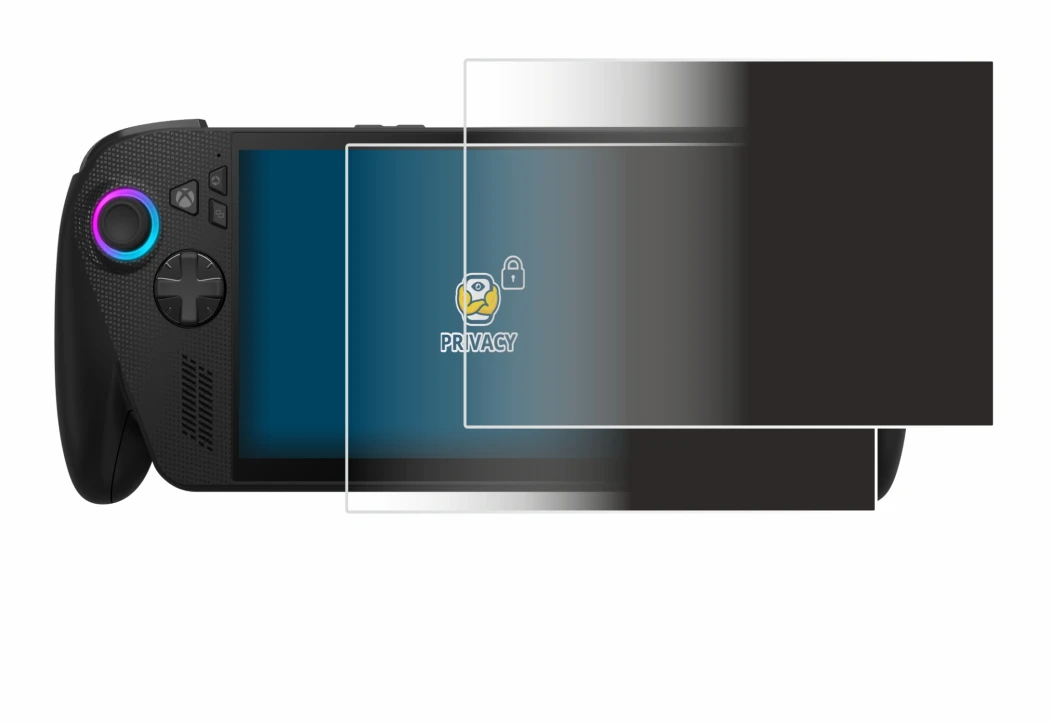 Imagen del dispositivo ASUS ROG Ally X 2025 con una amplia variedad de protectores de pantalla.