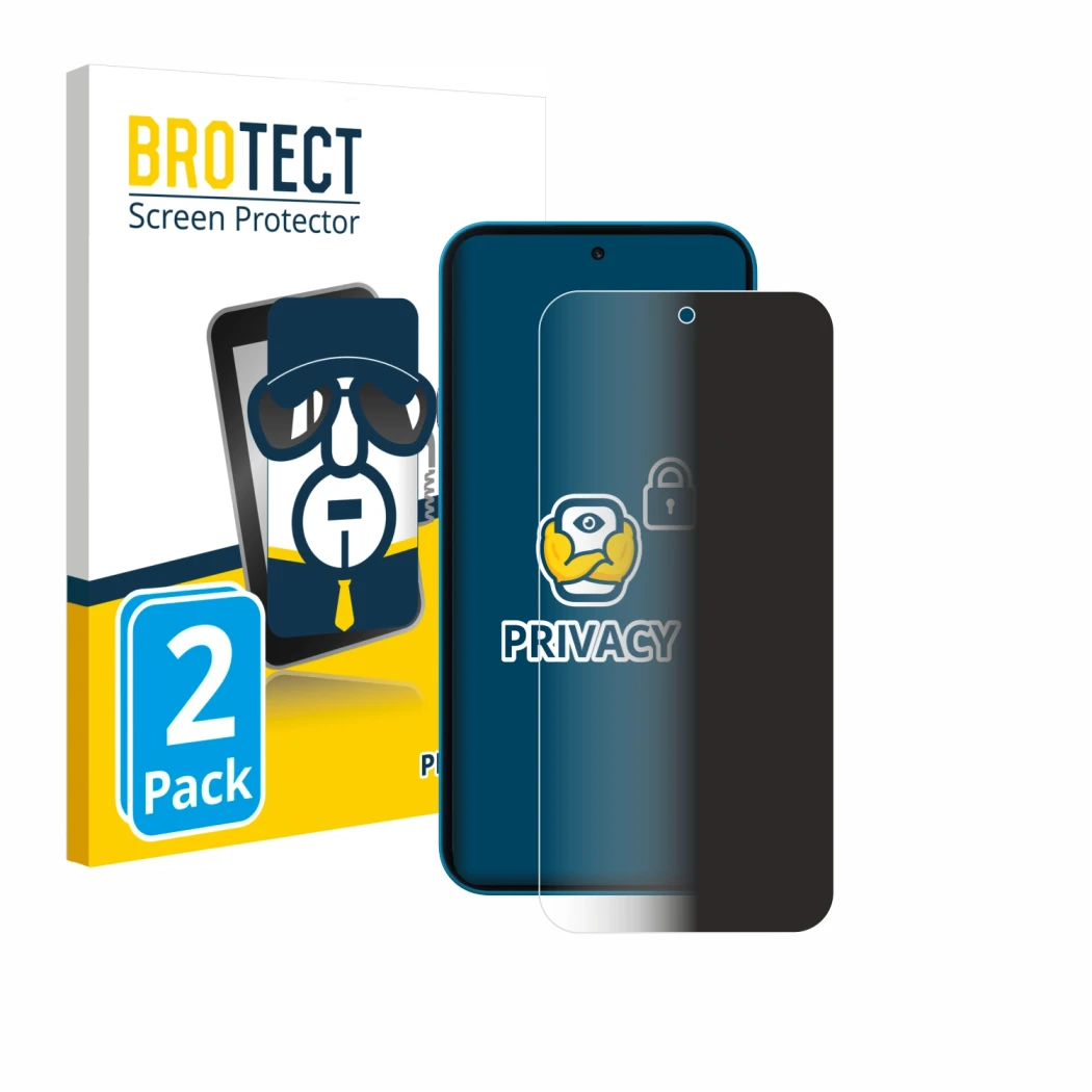 Parte frontal de un envase de producto con el logotipo de la marca BROTECT. Al lado se muestra el dispositivo Nothing Phone (4