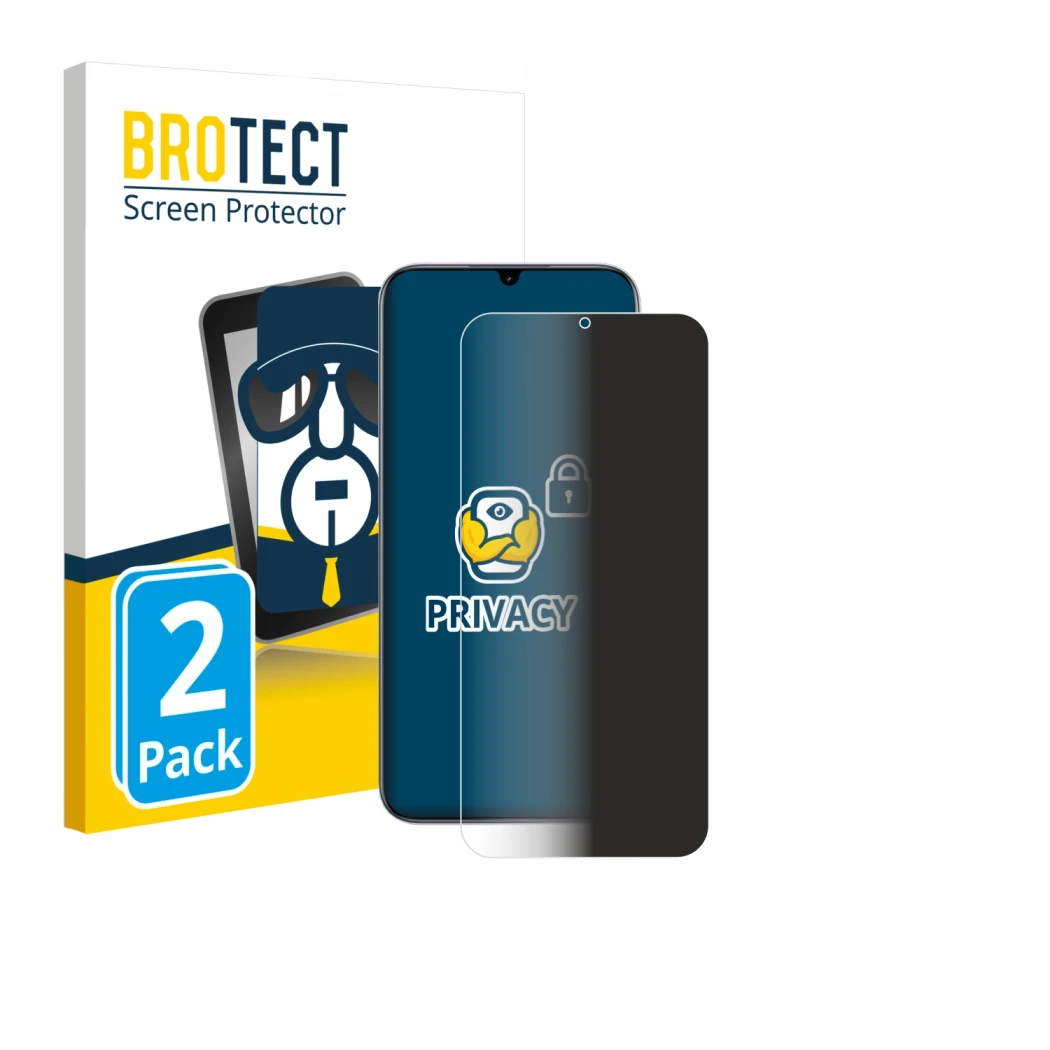 Parte frontal de un envase de producto con el logotipo de la marca BROTECT. Al lado se muestra el dispositivo realme C83 5G co