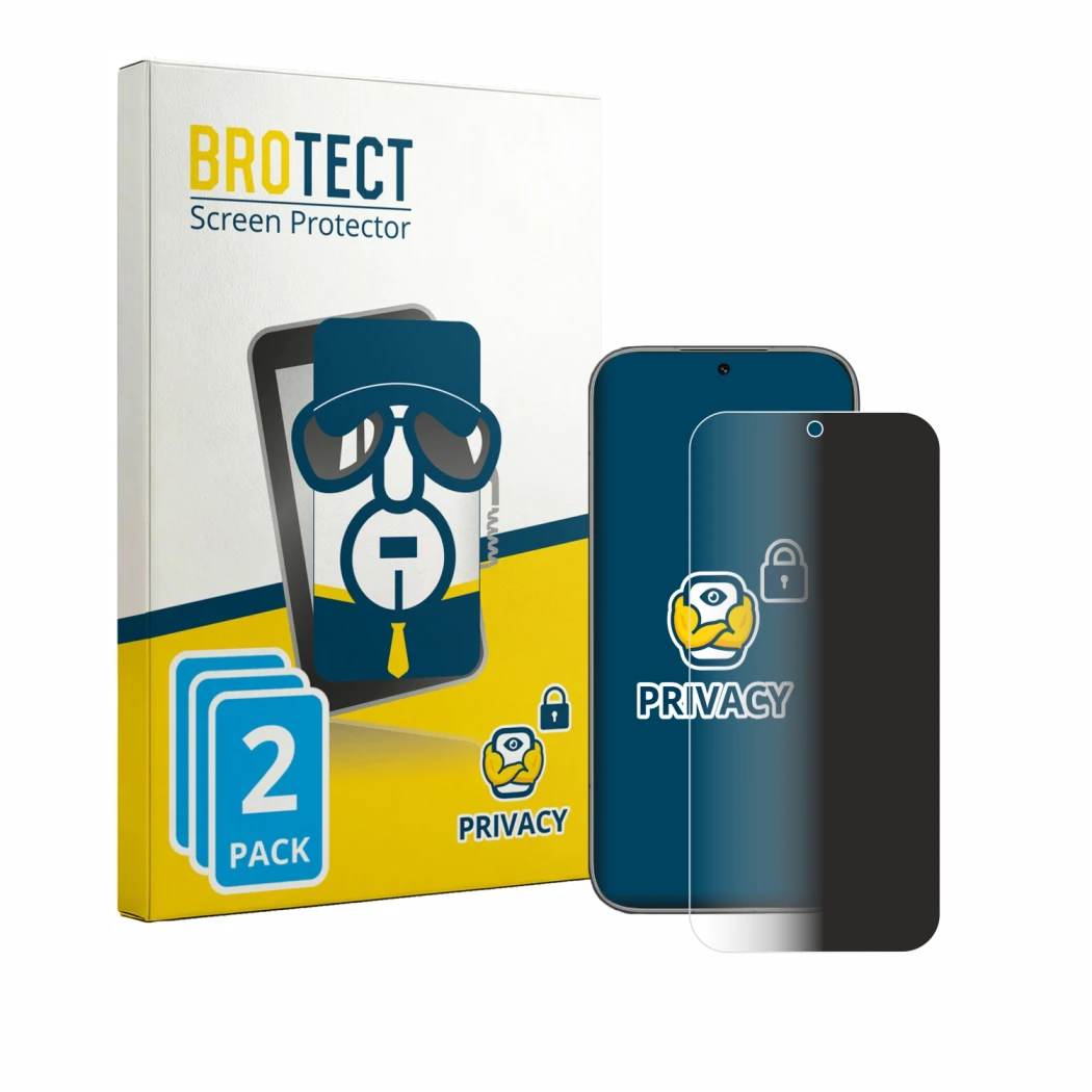 Parte frontal de un envase de producto con el logotipo de la marca BROTECT. Al lado se muestra el dispositivo Honor 600 con su