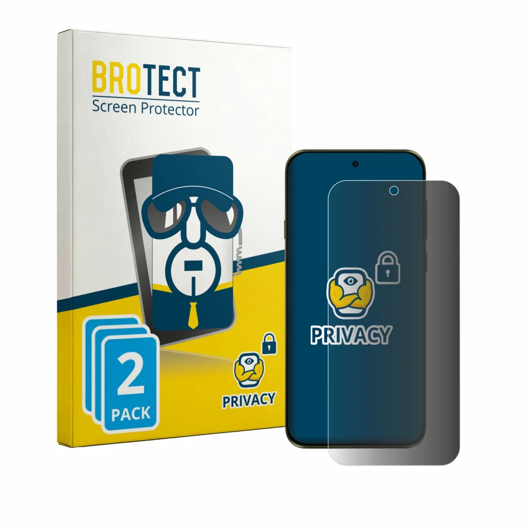 Parte frontal de un envase de producto con el logotipo de la marca BROTECT. Al lado se muestra el dispositivo Motorola Edge (2