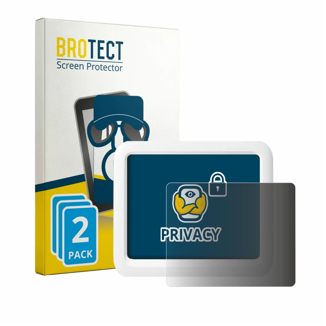 Parte frontal de un envase de producto con el logotipo de la marca BROTECT. Al lado se muestra el dispositivo SwitchBot Meter 