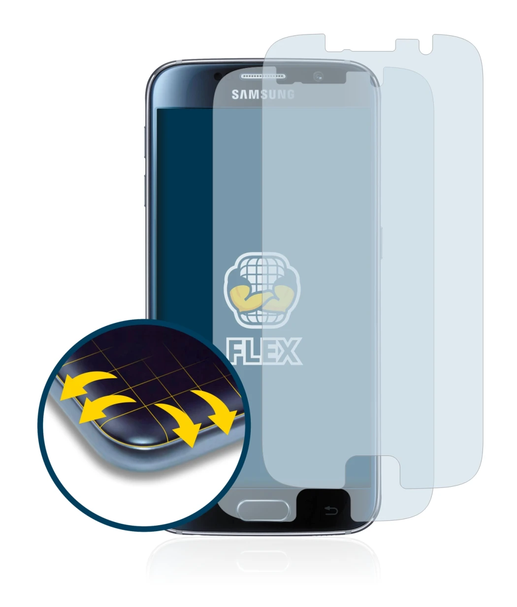 Imagen del dispositivo Samsung Galaxy S6 con una amplia variedad de protectores de pantalla.