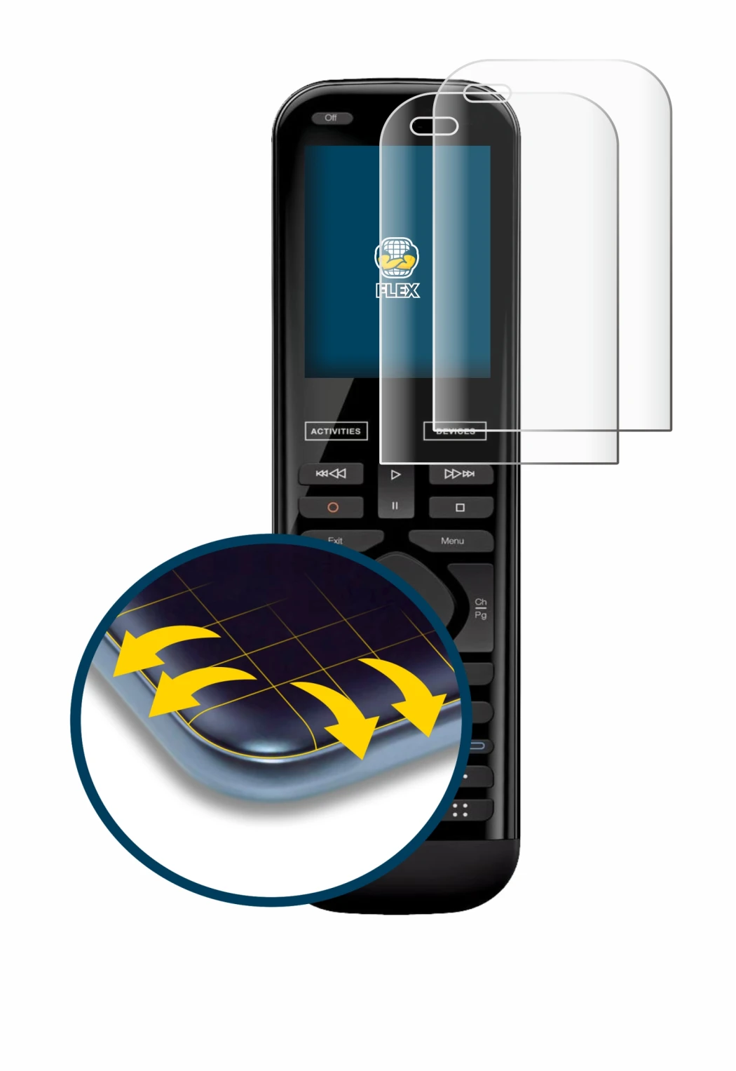 Imagen del dispositivo Logitech Harmony 950 con una amplia variedad de protectores de pantalla.