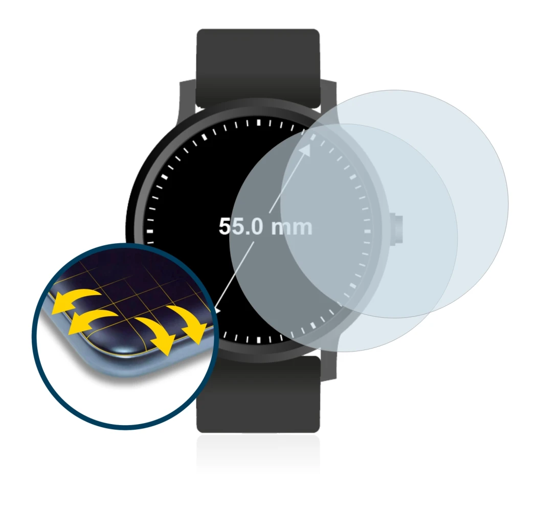 Imagen del dispositivo Relojes (Circular, ø: 55 mm) con una amplia variedad de protectores de pantalla.