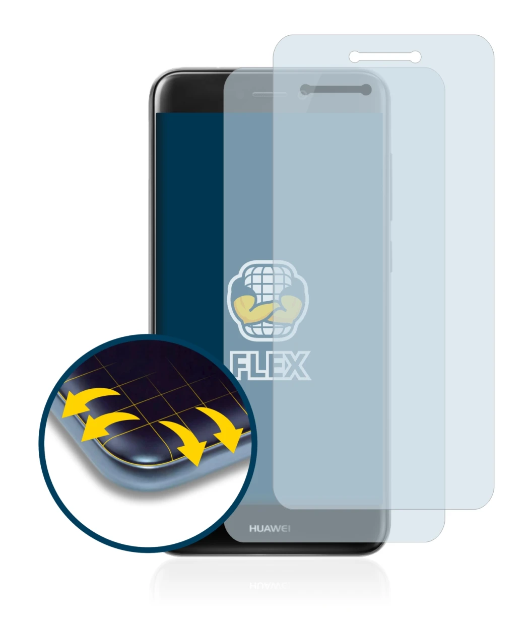 Imagen del dispositivo Huawei P8 Lite 2017 con una amplia variedad de protectores de pantalla.