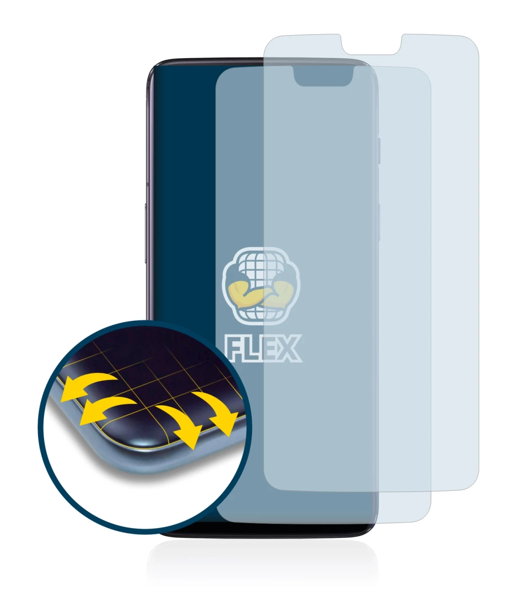 Imagen del dispositivo OnePlus 6 con una amplia variedad de protectores de pantalla.