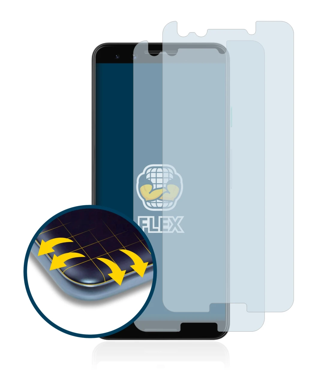 Imagen del dispositivo Google Pixel 3 con una amplia variedad de protectores de pantalla.