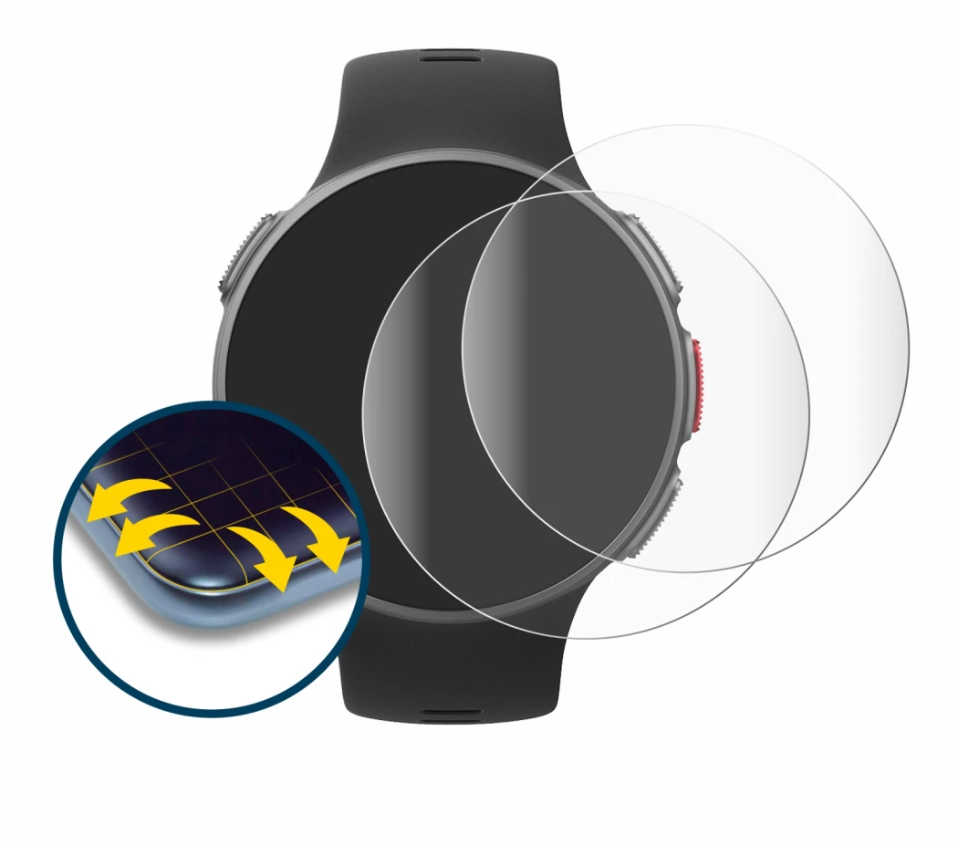 Imagen del dispositivo Polar Vantage V con una amplia variedad de protectores de pantalla.