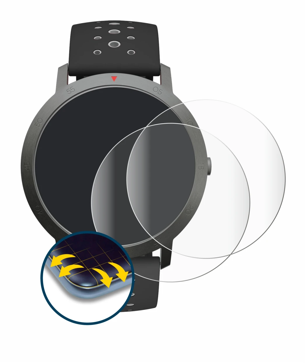 Imagen del dispositivo Withings Steel HR Sport (40 mm) con una amplia variedad de protectores de pantalla.