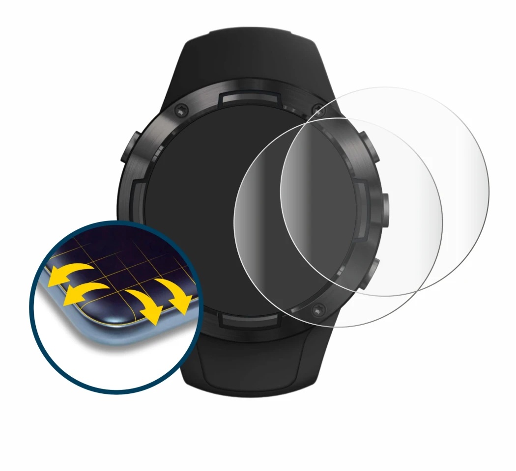 Imagen del dispositivo Suunto 5 con una amplia variedad de protectores de pantalla.