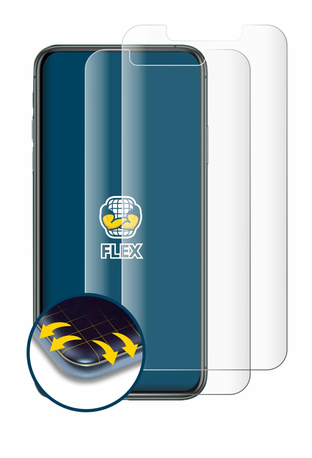 Imagen del dispositivo Apple iPhone 11 Pro Max con una amplia variedad de protectores de pantalla.