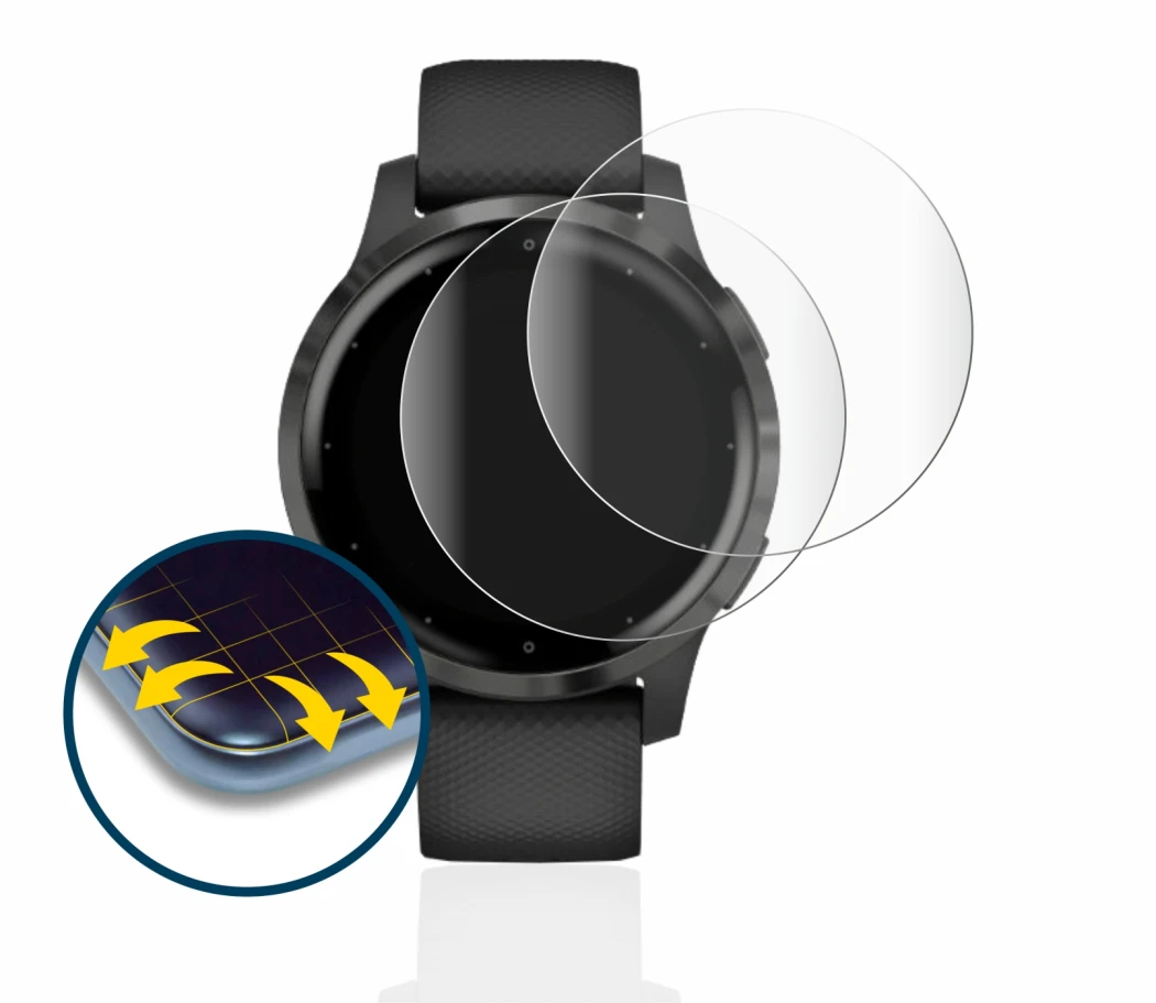 Imagen del dispositivo Garmin vivoactive 4s (40 mm) con una amplia variedad de protectores de pantalla.