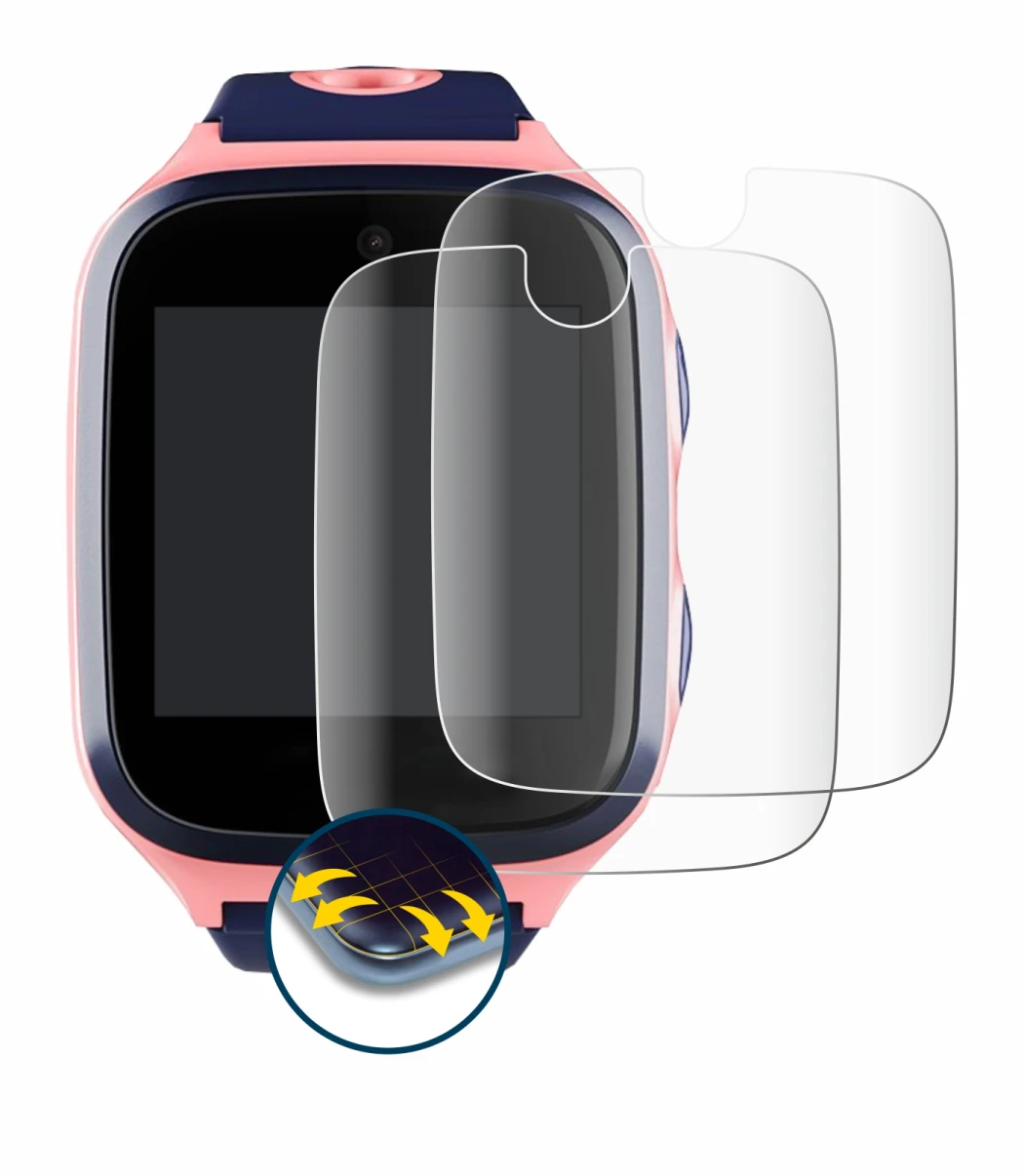 Imagen del dispositivo Xplora 4 con una amplia variedad de protectores de pantalla.