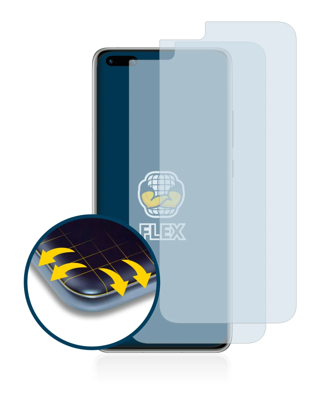 Imagen del dispositivo Huawei P40 Pro con una amplia variedad de protectores de pantalla.