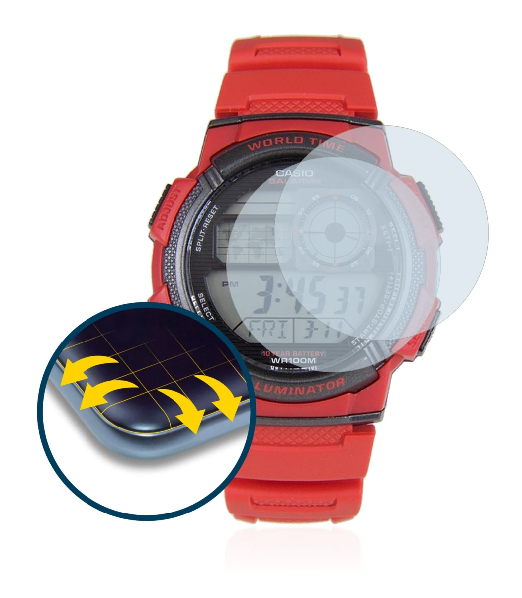 Imagen del dispositivo Casio AE-1000W con una amplia variedad de protectores de pantalla.