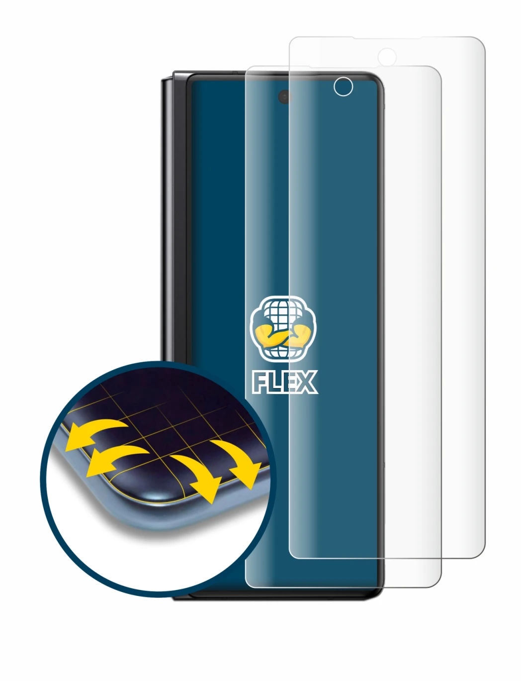 Imagen del dispositivo Samsung Galaxy Z Fold 2 5G con una amplia variedad de protectores de pantalla.