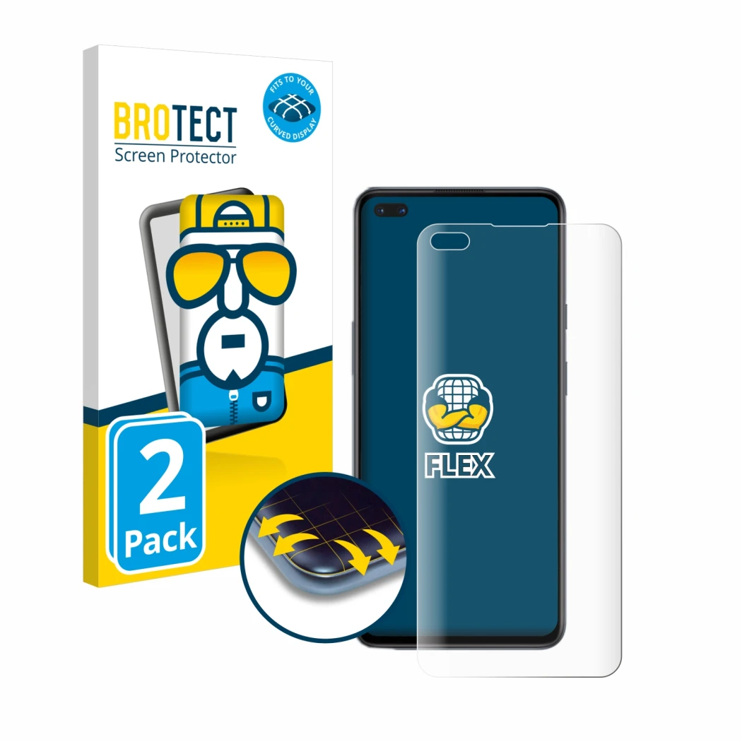 Parte frontal de un envase de producto con el logotipo de la marca BROTECT. Al lado se muestra el dispositivo OnePlus Nord con