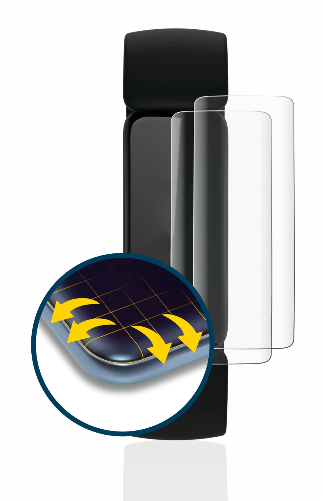 Imagen del dispositivo Fitbit Inspire 2 con una amplia variedad de protectores de pantalla.