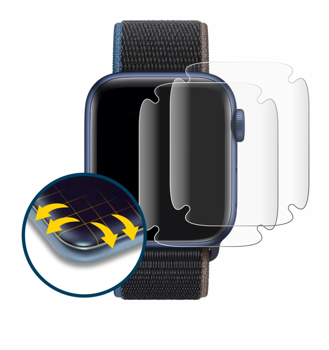 Imagen del dispositivo Apple Watch Series 6 (40 mm) con una amplia variedad de protectores de pantalla.