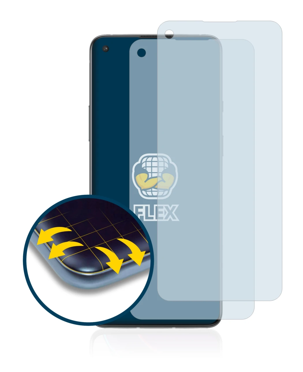 Imagen del dispositivo OnePlus 8T Plus con una amplia variedad de protectores de pantalla.