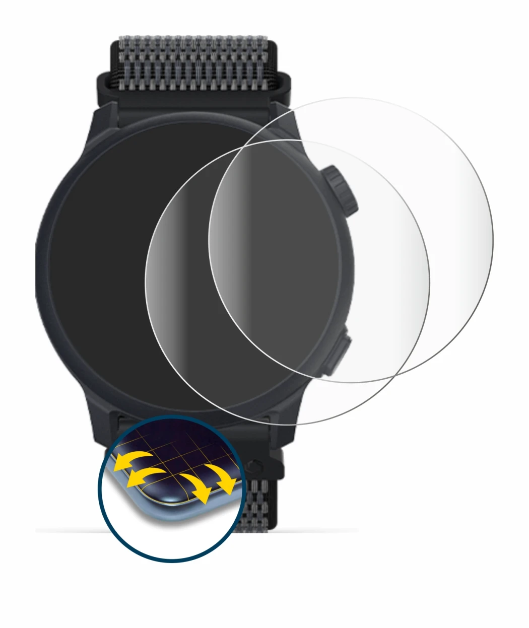 Imagen del dispositivo Coros Pace 2 con una amplia variedad de protectores de pantalla.