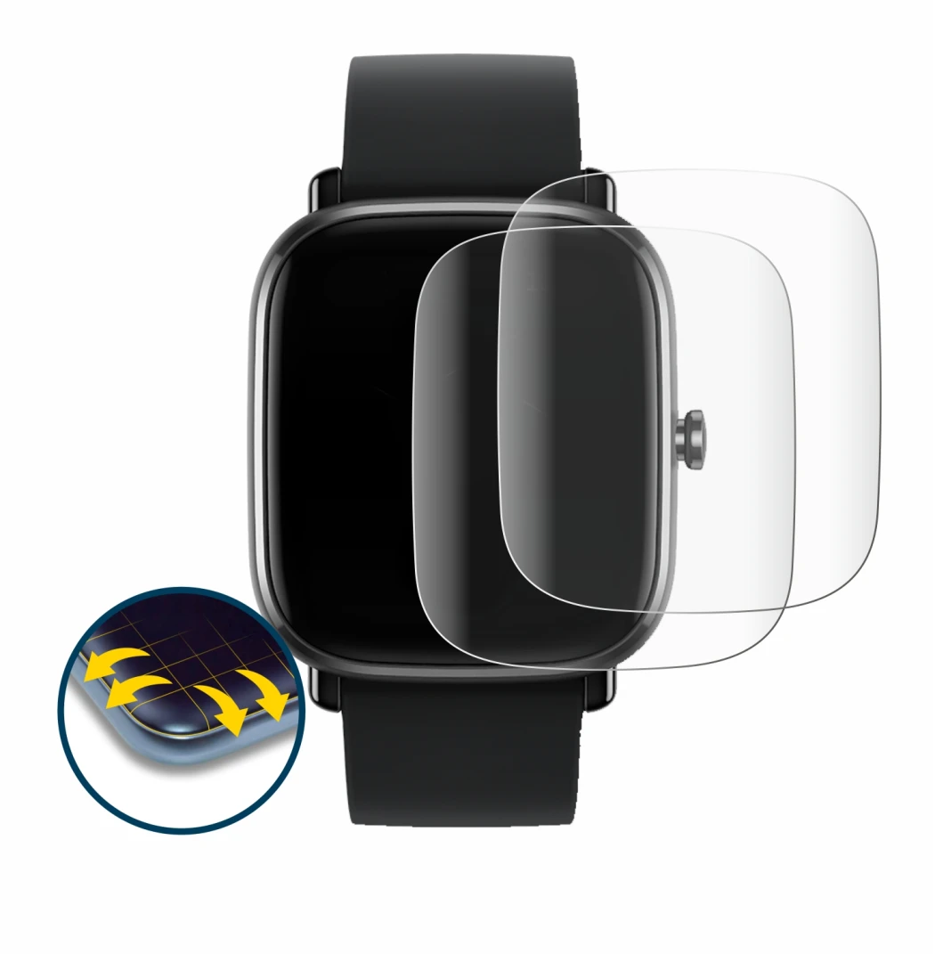 Imagen del dispositivo Huami Amazfit GTS 2 mini con una amplia variedad de protectores de pantalla.