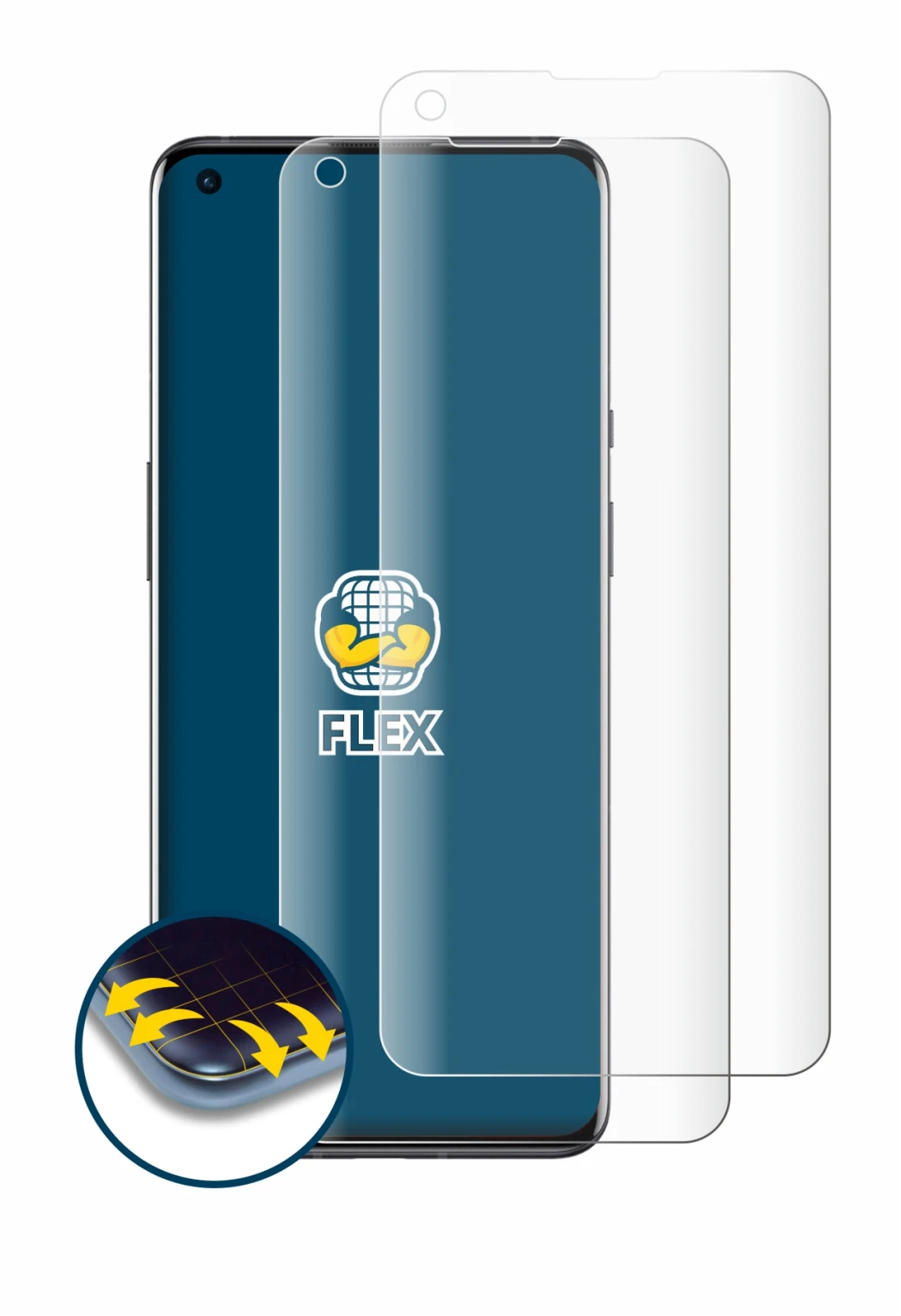 Imagen del dispositivo OnePlus 9 Pro con una amplia variedad de protectores de pantalla.
