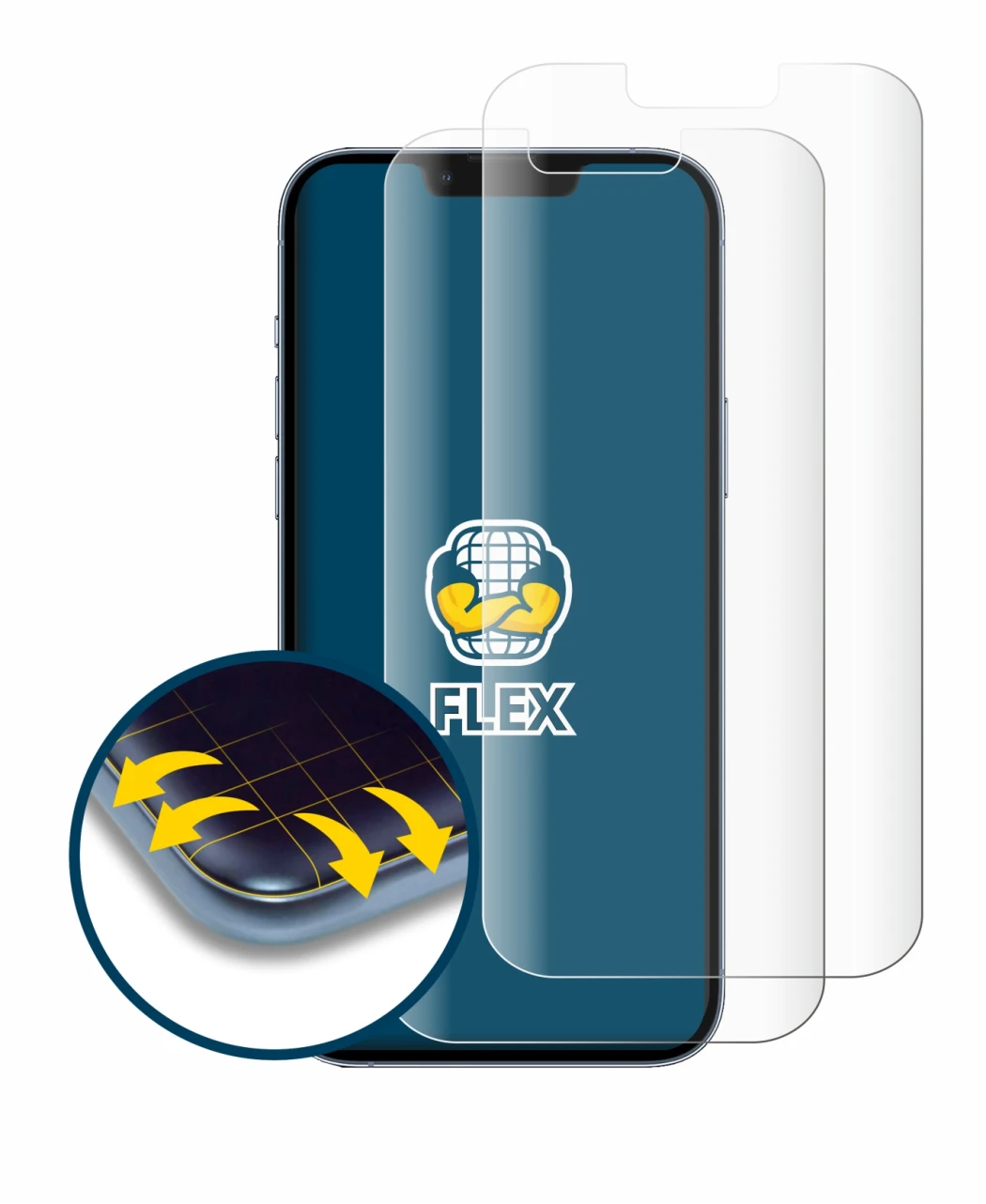 Imagen del dispositivo Apple iPhone 13 Pro Max con una amplia variedad de protectores de pantalla.